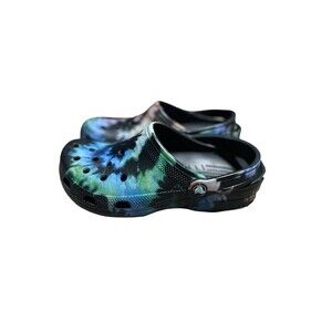 Crocs Classic Tie-Dye Graphic Clogs M5 W7 Black Yellow Green Blue Slip On
